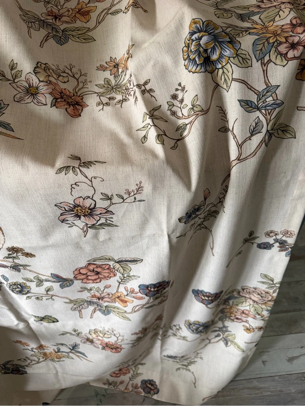 Floral Bird Print Grommet Window Curtains - 2